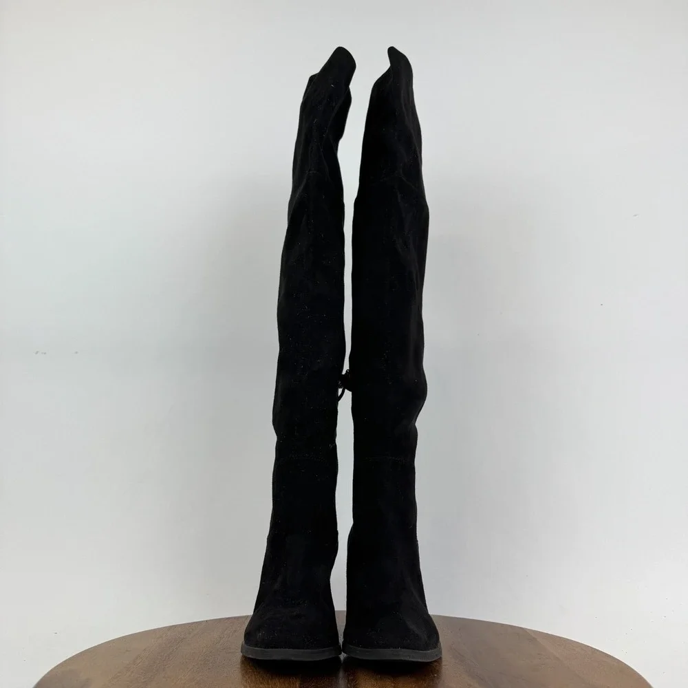 New Womens BP Luke Black Fabric Over The Knee‎ Riding Heeled Boots Size 6 M NWOB